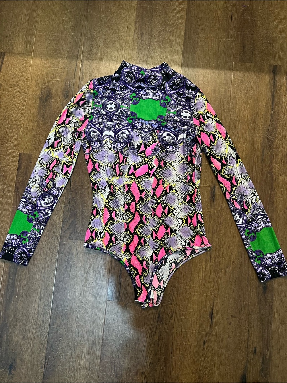Long-Sleeve Snakeskin Alien Bodysuit